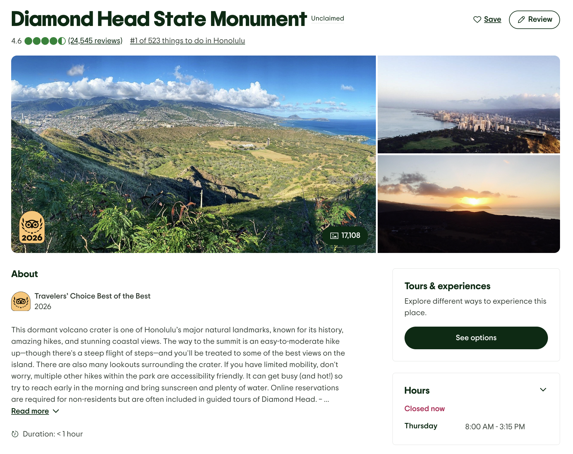 Diamond Head visitor demand